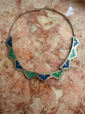 Vintage South Western Aztec Inlay Necklace